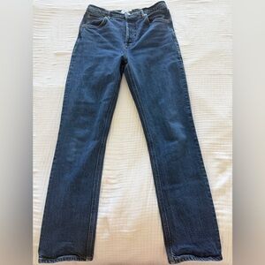 Agolde Riley Long Jeans 26 High Rise Button Fly Straight Leg Medium Wash Women’s